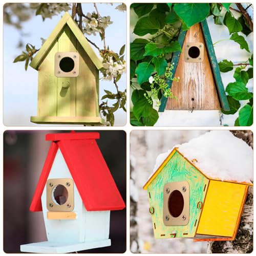 POPETPOP Birdhouse Predator : 8Pcs Metal Birdhouse Hole Protector with Screws Predator Guards for Houses - House Entry Copper Portal Hole Protector, Golden