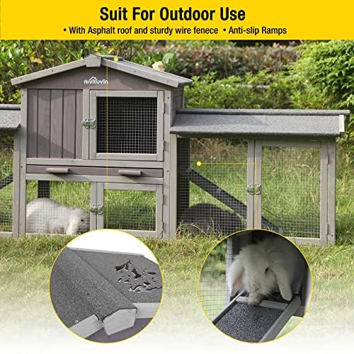 Aivituvin Rabbit Hutch Bunny Hutch Large Rabbit Cage, Indoor Bunny Cages Outdoor Rabbit House (Style2) - size: X-Large