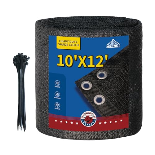 90% Sun Shade Cloth for Garden 10x12Ft UV Resistant Mesh Tarp,Black - color: Black, size: 10' x 12'-Finished Size