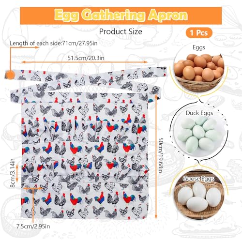 12 Deep Pockets Egg Apron, Chicken Egg Collecting Apron, Egg Holding Apron, Duck Goose Egg Gathering Apron for Housewife - color: Exotic Style