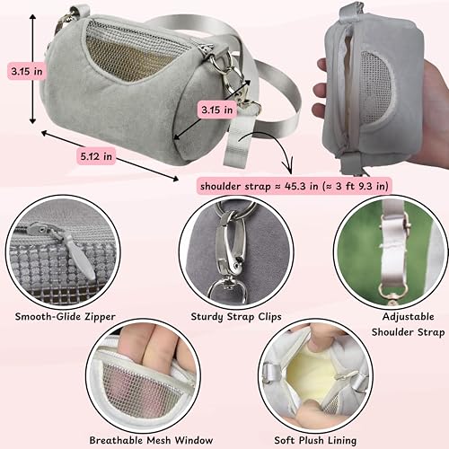 Sugar Glider Bonding Travel Pouch Set, Sugar Glider Carry Bonding Pouch With Liner And Adjustable Leash, Breathable Soft Outgoing Sleeping Travel Bag For Small Pets Squirrels Hamsters (Gray)