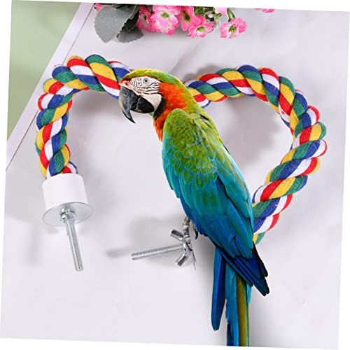 Hemobllo Bird Rope Perch, Colorful Parrot Cotton Rope Bird Perch Stand Climbing Toys Pet Parrot Chewing Toy for Parrots Cockatiels Parakeets Budgie Cages - size: 80cn