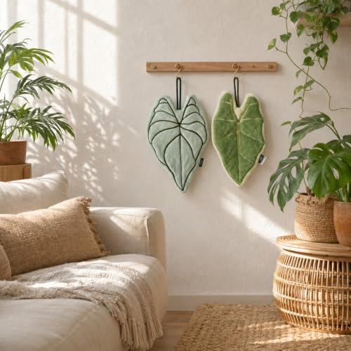 2 Pack Cute Decorative Leaf Shaped Hand Towel Set for Plant Lovers