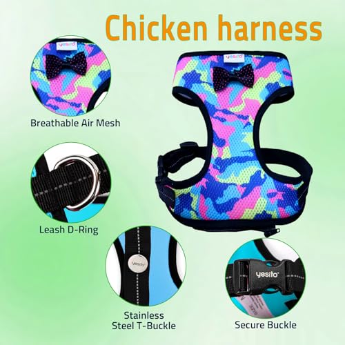 Chicken Harness Hen Camouflage Pink Size with 5.4foot Matching Leash – Adjustable Resilient Comfortable Breathable (Small Camouflage Pink) - color: Camouflage pink, size: Small