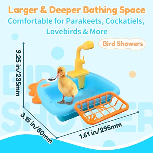 Automatic Bird Shower & Parrot Bath Fountain – Cage Mountable Parrot Shower Box for Cockatiels, Budgies, Conures & Lovebirds - color: Yellow