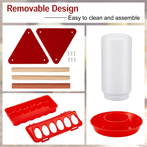 Patelai 4 Pcs Chick Feeder and Waterer Kit Feeding Supplies with Mini Perch Chicken Starter Kit for Coop and Brooder for Small Poultry Ducks Quail