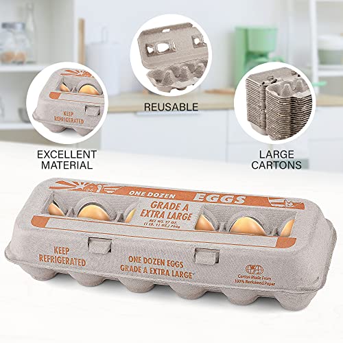MT Products Printed Natural Pulp Egg Cartons Holds Up to Twelve Eggs - 1 Dozen Extra Large - Strong Sturdy Material Perfect For Storing Extra Eggs (15 Cartons) - Made in The USA - size: Extra Large