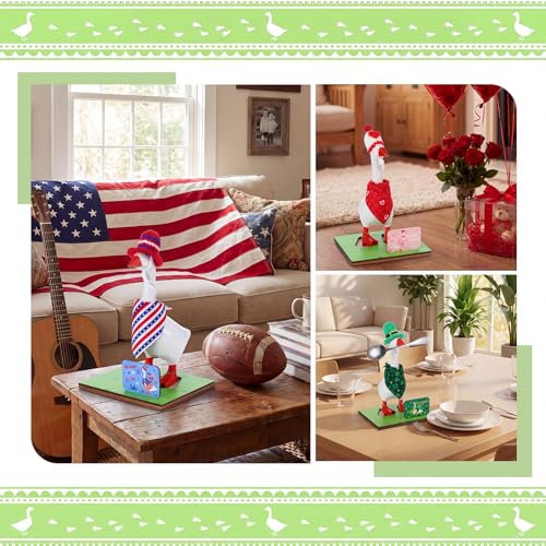 Relaxweex Magnetic Goose Key Holder Cute Resin Goose Statue with Mini Bow Tie Writable Interchangeable Signs Chalk for New Apartment Housewarming Gifts Office Table Desk Home Decor (Bandana) - style: Bandana