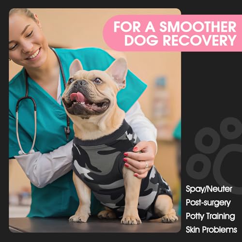Dog Surgery Recovery Suit, Soft Breathable Neuter Suit for Male Dogs | Post Neuter Surgery Suit, Alternative to Cone of Shame, Wound Care for Dogs, Anti-lick Dog Recovery Suit Camouflage XS - color: Grey Camouflage, size: Xs(back:8.3-11.4in,wt:4-7lbs)