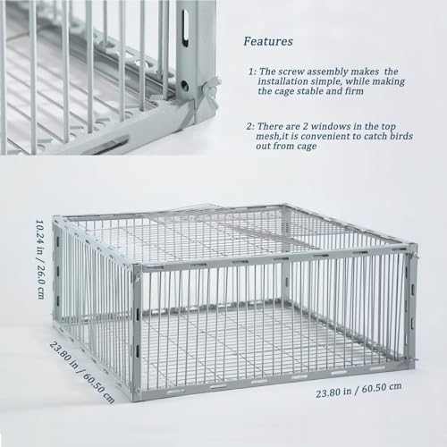 Pigeon Trap with Escape-Proof Design,Pigeon Cage with One-Way Entry,Ideal Pigeons Coop,Chicken and Bird Trap Cage,Portable & Easy Assembly,Unharmful Made of High-Strength Iron with Anti-Rust Paint - size: 23.8"L x 23.8"W x 10.2"H