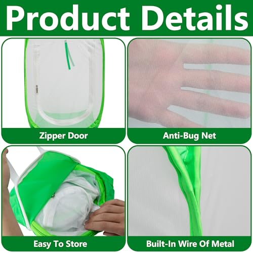 16" x 16" x 24" Pop Up Garden Mesh Plant Cover, Plant Protectors Mesh Plant Enclosure, Garden Net Cage Pest Protection Guard Tent with Storage Bag for Protect Plant Vegetable Fruit from Birds Insects - color: 16 X 16 X 24 Inch