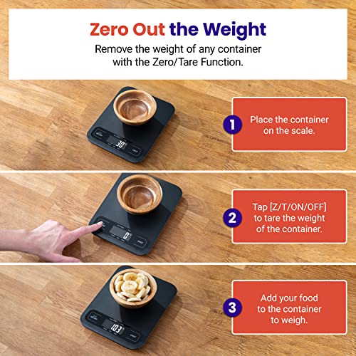 Etekcity Food Kitchen Scale, Digital Grams and Ounces, Large | Tare function, ideal for baking, weight loss, keto, meal prep, packages, liquids and jewelry, Black - color: Black