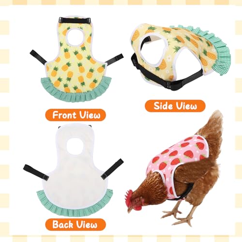 6 Pcs Chicken Saddle for Hens, Chicken Aprons Back Protector | Chickens Vest Jacket Saddles for Hens for Poultry Hen Feather Fixer Supplies (Adjustable Strap, Fruit) - style: Adjustable Velcro, Fruit Theme