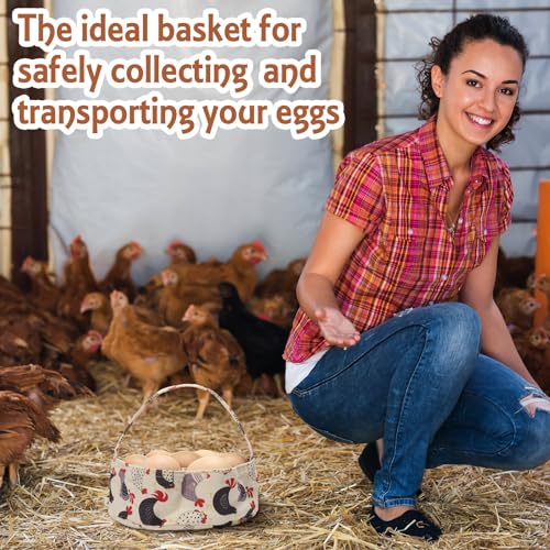 2 Pieces Egg Basket Mini Egg Collecting Bags Gathering Basket with 7 Pouches for Farmhouse Chicken Hen Duck Goose Housewife Garden Transporting Storage, 8 x 2.6 Inch(Lovely) - color: Lovely