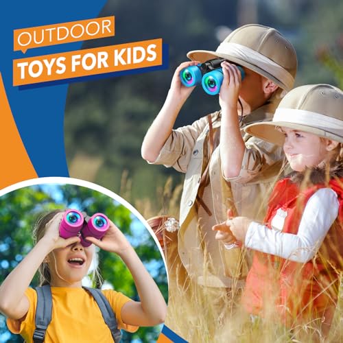 Toys for Boys Ages 3-7: LET'S GO! Kids Binoculars with Bird Watching Manual for 4 5 6 7 Year Old Boys Girls Outdoor Toy for Kid Ages 4-6 Camping Telescope Toddler Birthday Gift Stocking Stuffers - color: Light Blue