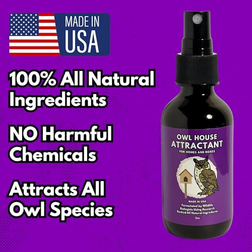 Owl Attractant - Bait Lure for Owl Houses and Boxes - 2oz Spray Bottle - Research-Backed All Natural Pheromone and Scent Mimicking Formula Blend - Made in the USA