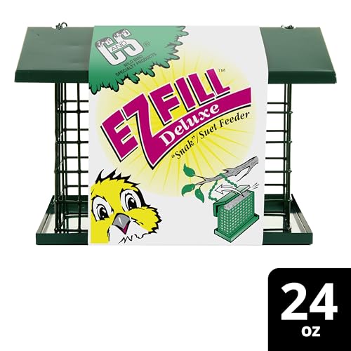 C&S EZ Fill Deluxe Suet and Snak Feeder with Roof & Platform, Suet Feeder for Wild Birds, Holds one 56 Ounce Suet Cake - style: Deluxe Feeder 1-Pack