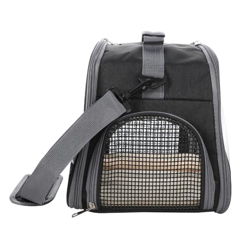 Small Bird Travel Carrier Cage Portable Bird Parrot Parakeet Cockatiel Travel Carrier Bag Lightweight Birds Backpack with Standing Perch and Stainless Tray for Vet Visit Side Access Window - color: black