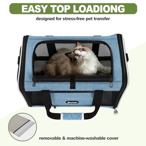 GAPZER Cat Carrier 18 x 11 x 11 Top Loading Soft Pet Travel Bag Over 15lbs | Portable Small Dog Puppy Car Travel Crate 10 lbs, Chihuahua Kennel Carry Case, Kitty Cloth Cage Medium Cat Under 25 lbs Blue - color: Blue