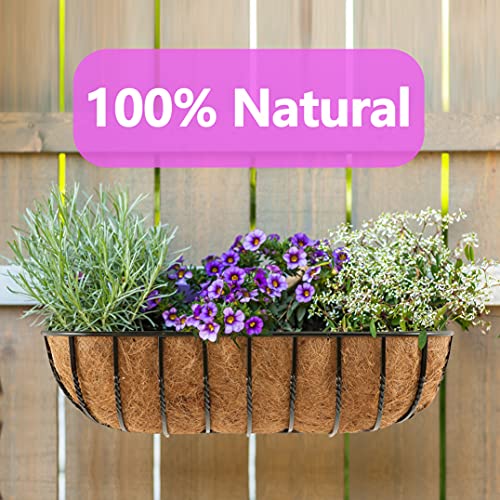TigeJoy 2PCS 36 Inch Trough Coco Coir Liners Planter Replacement | 100% Natural Thick Coco Fiber Liner for Window Box Decks Garden, Half Moon Shape Coconut Liner for Flower Pots Outdoor