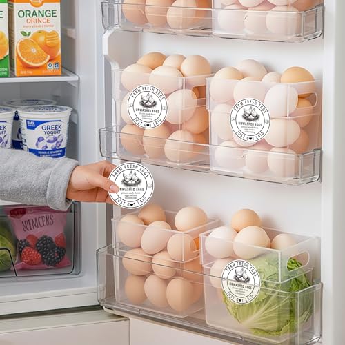 500Pcs Farm Fresh Egg Carton Stickers Labels, 1.7 Inch Self Adhesive Unwashed Eggs Lables for Farm Small Businesses and Chicken Farms Farmers Markets - color: Unwashed Eggs