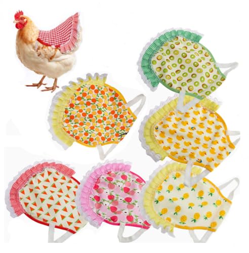 6Pcs Chicken Saddles Waterproof Hen Aprons Feather Protective Jackets with Elastic Straps Wing Back Protectors Chicken Hen Mating Saddle (Color Random)