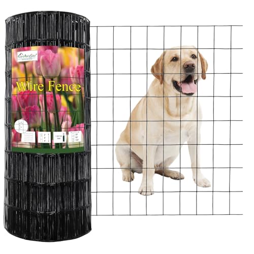 Black PVC Coated Welded Wire Fence 24" x 100' Roll, 2"x3" Mesh, 16 Gauge | Vinyl Coated Garden Fencing, Yard & Pet Barrier, Chicken Wire Fencing, Dog Enclosure Mesh, Vegetable Plant Protector - color: Black, size: 2''x3'' 16GA 24''x100'