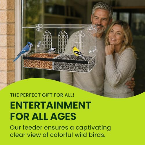 Acrylic Clear Window Bird Feeder with Strong Suction Cups, Removable Sliding Seed Tray, Weather-Resistant & Easy to Clean for Window Viewing, Bird Palace - size: Style: Bird Palace