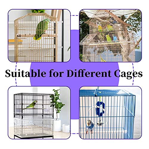 Daoeny Large Bird Cage Cover, Bird Cage Seed Catcher, Adjustable Soft Nylon Mesh Net with Twinkle Moon Star, Birdcage Cover Skirt Seed Guard for Parrot Parakeet Macaw Round Square Cages (White) - color: White, Sequins Star
