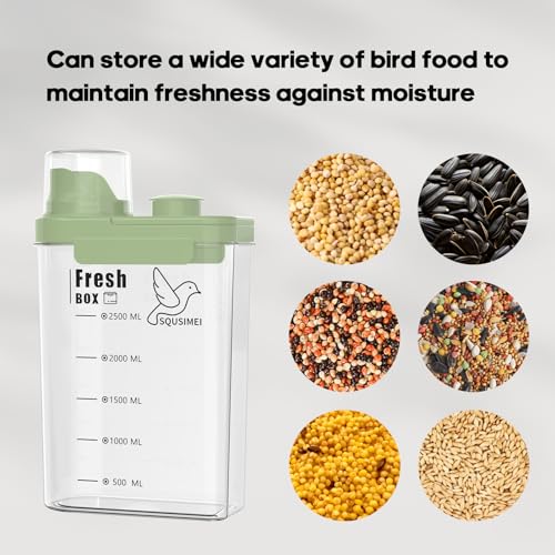 3 Qt/2.8 L Bird Seed Storage Container with Lids Airtight Measuring Cup, Bird Seed Dispenser Pet Food Container Are Used to Store Bird Food, Chicken Feed BPA Free (2.8L, White) - color: 2.8L/White