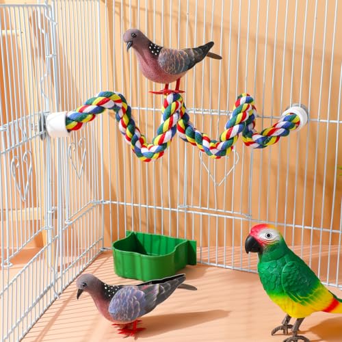 Hemobllo Parrot Cotton Rope Perch 23.62 Inch Bird Rope for Cages Climbing and Chewing Toy Standing Station for Parakeets Balance Training Exercise and Boredom Relief - size: 60cm