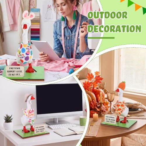 Relaxweex Magnetic Goose Key Holder Cute Resin Goose Statue with Mini Bow Tie Writable Interchangeable Signs Chalk for New Apartment Housewarming Gifts Office Table Desk Home Decor (Bandana) - style: Bandana