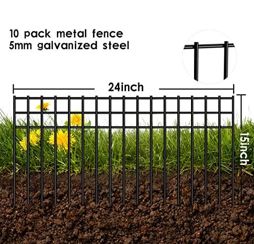24x15-inch No Dig Animal Barrier Fence, 15 Pack Black Dig Protective with 1.5 inch Spike spacing, Dog/Rabbit/Groundhog Underground Dig Barrier, Galvanized Outdoor Garden Metal Fence - size: 15 pack 24x15-inch black