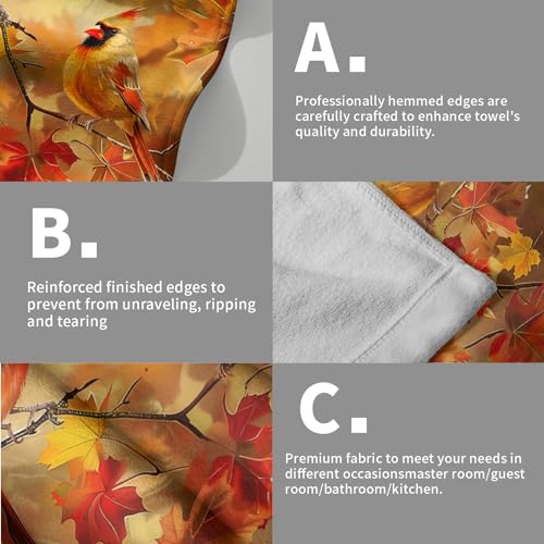 Fall Birds Hand Towels Set of 2, 14x28 Inch Autumn Rustic Maple Leaves Thanksgiving Harvest Decorative Tea Towel Drying Baking Cooking Wash Cloth for Bathroom Kitchen Decor - color: Maple Birds