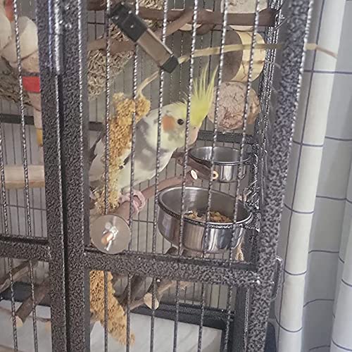 kathson Stainless Steel Bowls for Birds,4 Pcs Parrot Feeder Dish Cups,Bird Cage Water Food Bowl Coop Cup with Clamp Holder for Parrots Cockatiel Budgies Parakeet Lovebird(S) - size: 【S:3.9x1.6 Inches】