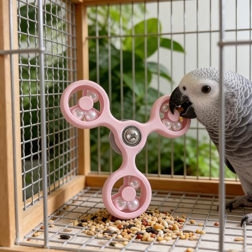 Spinning Bird-Toys Bird Cage Toys & Bird Perch Parrot-Parakeet Budgie Cockatiel Conure Macaw Chicken Parrot Enrichment Cage Accessories Small Animal Chewing Toy (Pink Spinner) - color: Pink Spinner