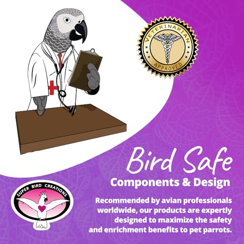 Super Bird Creations SB1205 Squiggy Bird Toy - Satisfies Chewing and Preening Behavior - Interactive Parrot Toy - Ringnecks Medium Conures African Greys Eclectus - Ideal for Medium to Large Bird Size