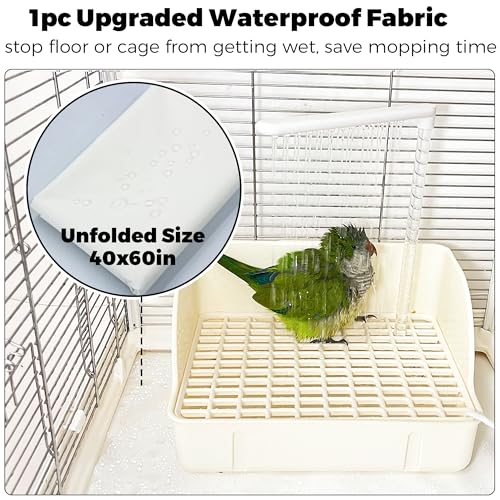 Automatic Parakeet Bird Bath with Pump, Large Bird Shower Fountain | Indoor Bathtub with Running Water, Parrot Bath Tub Faucet for Pet Birds, Cockatiel, African Grey, Budgie, Conure, Lovebird - color: White