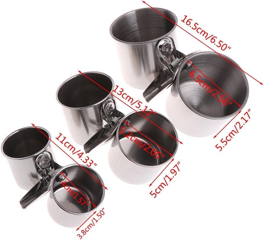 Bird Water Feeder Dishes Food Bowl for Cage Cups Clip On Perches Parrot Stainless Steel Birdcage Bowls with Clamp Toys for Small Birds