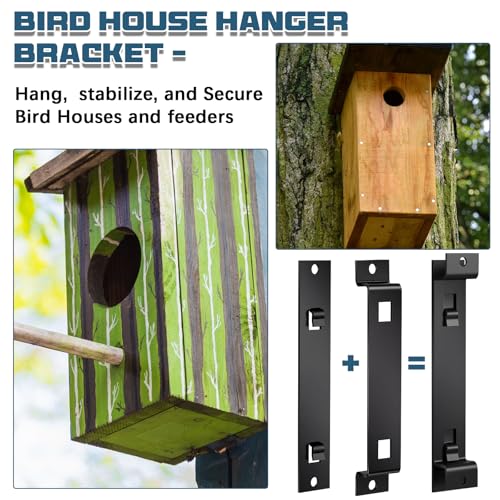 Blulu 2 Sets Bird House Hanger Bracket Stable Rust Proof Galvanized Steel Mounting Bracket for Securing Bird Houses Nesting Boxes Feeders, Quickly Remove for Cleaning (Black) - color: Black