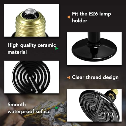 Simple Deluxe 250W Reptile Ceramic Heat Lamp Bulb Warm Emitter Brooder Coop Heater for Amphibian Pet & Incubating Chicken No Light Emitting, Snake/Lizard/Spider - size: 250 Watts, style: D-137mm-1 Pcs