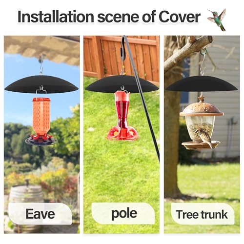 13" Bird Feeder Rain Guard, Hummingbird Feeders Shade Dome Cover, Hanging Baffle for Bird Feeder Pole,Smart Birds Feeder Umbrella (Black), 1 Pack - color: Black, size: 13Inch / 1 Pack