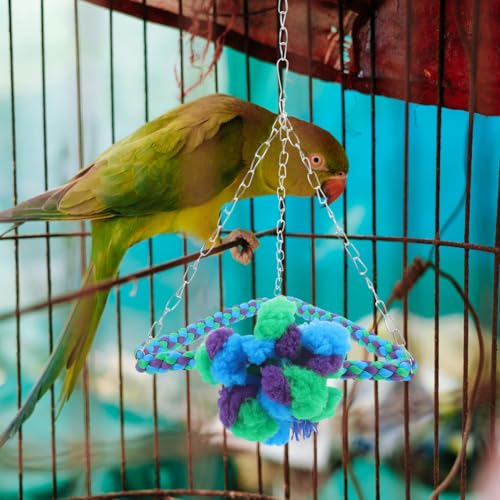 Toyvian Parrot Swing Hemp Rope Bird Chew Toy Hanging Cage Bird Accessories Parrot Perch for Cockatiel Parakeet Small Animal Play and Chew