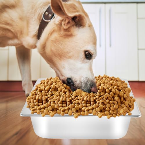 Dog Dish Stainless Steel Water and Feed Bowl with Non-Slip Pads (1.85Gal-1Set) - size: 1.85Gal-1Set