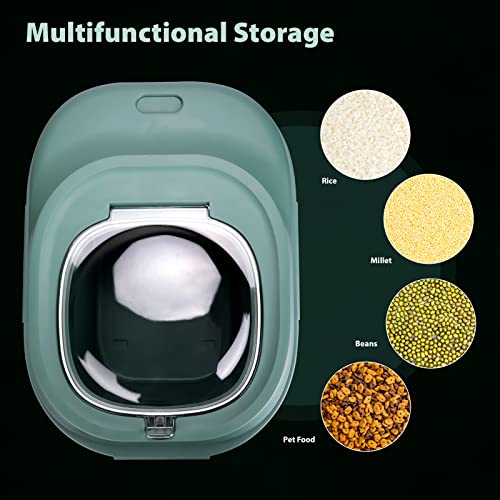 Viretec Cereal Rice Storage Containers, 20 to 50Lbs Collapsible Dry Food Dispenser Bins with Airtight Flip Lid Rolling Wheel, Kitchen Pantry to Store Sugar Flour, Dog Pet Cat Food Holder Container - color: Green