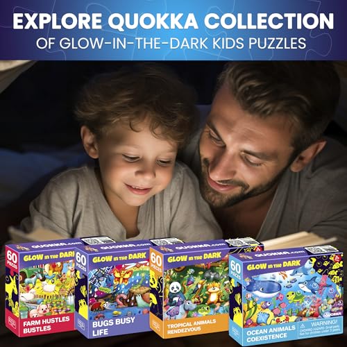 4 x 60 Piece Puzzles for Kids Ages 4-6 - Educational Kids Puzzles Ages 4-8 | Glow-in-the-Dark - Farm Bugs, Tropical and Ocean Animals - Toddler Puzzle - Learning Kids Games Ages 4-8 - Gift for Children - color: 4x60 Bugs