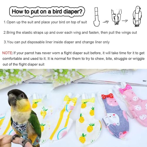 QBLEEV Bird Diaper Flight Suite, Reusable Parrot Nappy Cockatiel Clothes | Soft & waterproof inner layer, cute pigeon pants urine wet suit costume for conure macaw african budgies sun parakeet - color: Rabbit, size: L