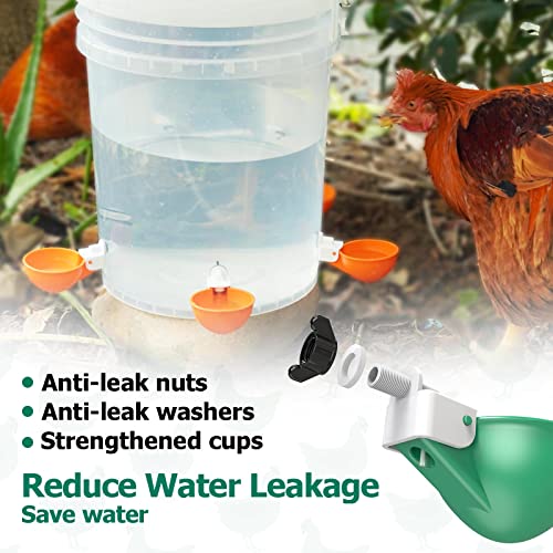 Large Chicken Waterer Cups, Heavy Duty Auto Poultry Water Cups -2Pack Green - color: Green, size: Pack of 2