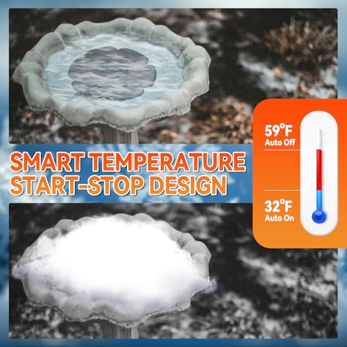 2-Pack 250W Bird Bath Heater for Outdoor Winter Use – Thermostatically Controlled De-Icer for Birdbaths, Ponds & Livestock Water, Keeps Water Ice-Free for Birds, Chickens & Small Animals
