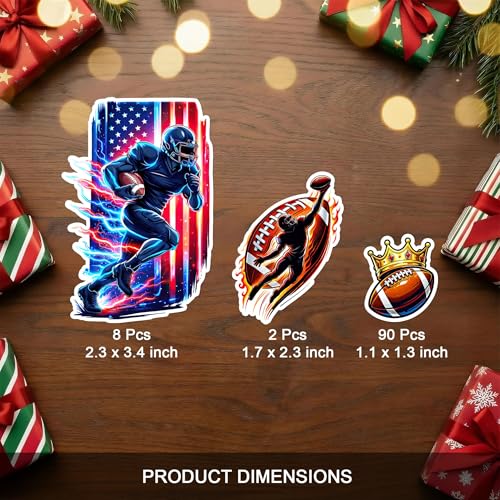 100 PCS Football Stickers Pack, Sport Non Repeating Game Day Decals | Vinyl Waterproof for Helmet Skateboard Car Laptop Water Bottle Adults Teens - color: Football Stickers